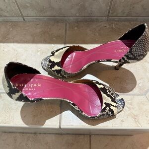 kate spade Garden Roccia Women's Snakeskin Heels - Black and Cream